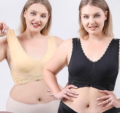 COMFORT CORSET FRONT CROSS SIDE BUCKLE LACE BRA